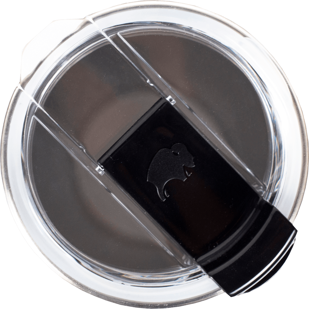 Tumbler lid with a slider by Dad Fixed It, showing a bison logo.