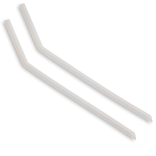 White straws (two pack) for a 40 ounce tumbler with a bent design.