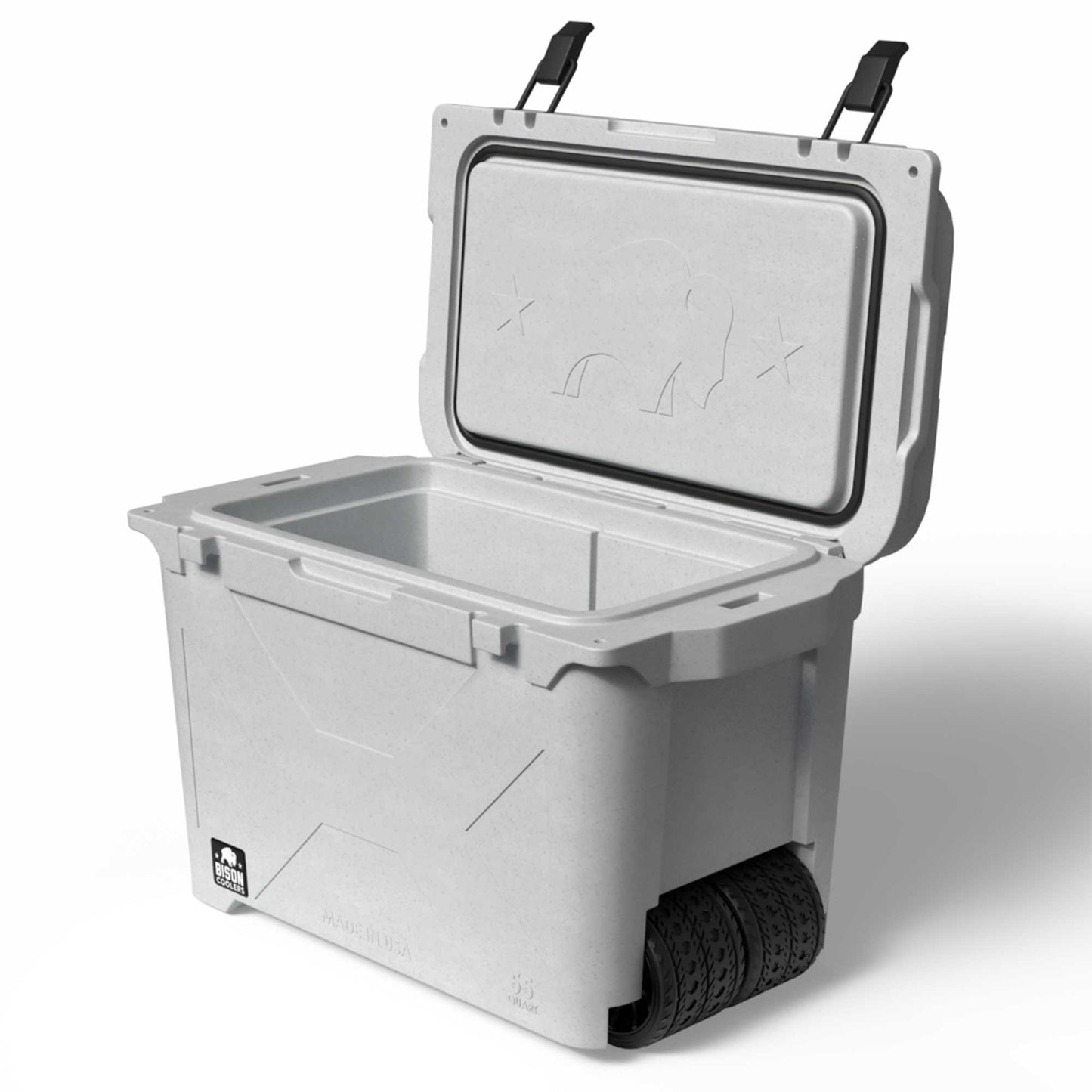 White 55 QT Wheeled Bison Cooler