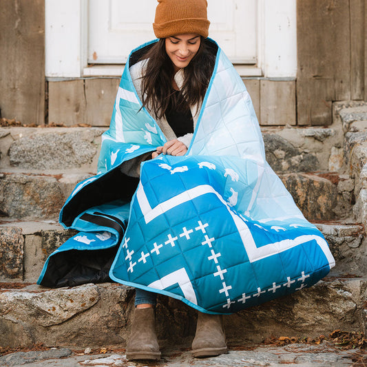 Terra Blanket - Blue Chevron